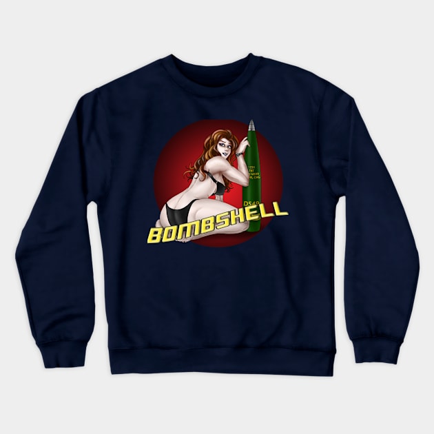 Bombshell Pinup Crewneck Sweatshirt by Oswald's Oddities